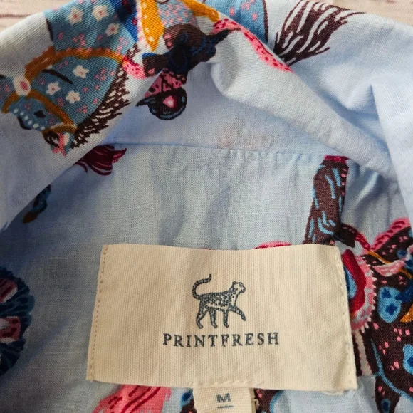 Printfresh Horse Show Blue Ribbon Equestrian Organic Cotton Pajama Top Medium - Picture 2 of 5